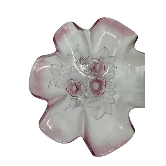 Vintage Mikasa Walther-Glass Rosella Rose Pink Glass Relish Tray. - Picture 3 of 4